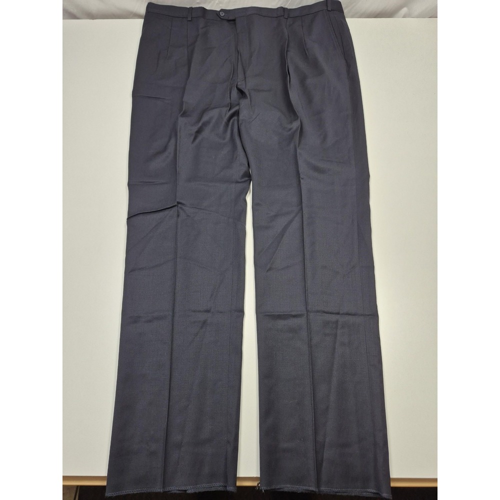 Palm Beach Dress Pants Mens 50x36 Blue Wool Pleated Straight Unhemmed NWT